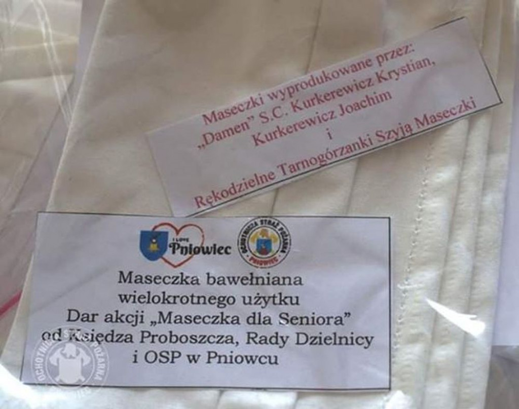 Maseczki dla seniorów z Pniowca