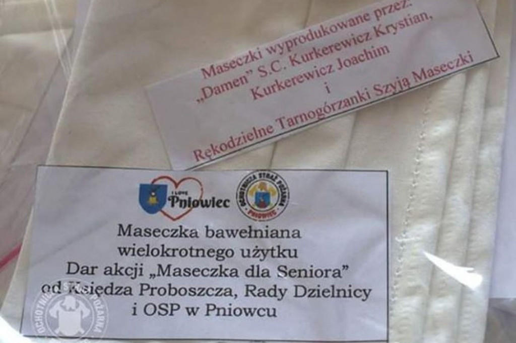 Maseczki dla seniorów z Pniowca