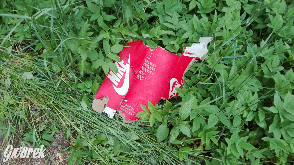 Spacer po parku Piny ze śmieciami w tle