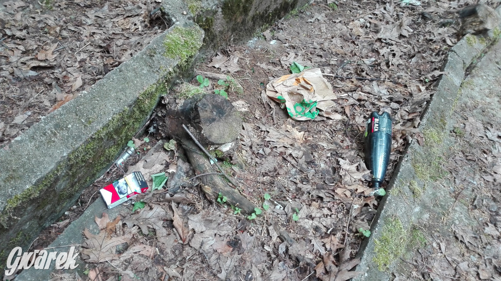 Spacer po parku Piny ze śmieciami w tle