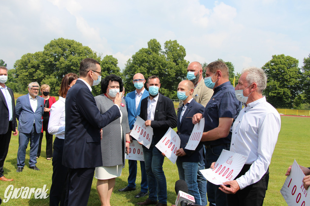 Premier Morawiecki na stadionie TS Gwarek