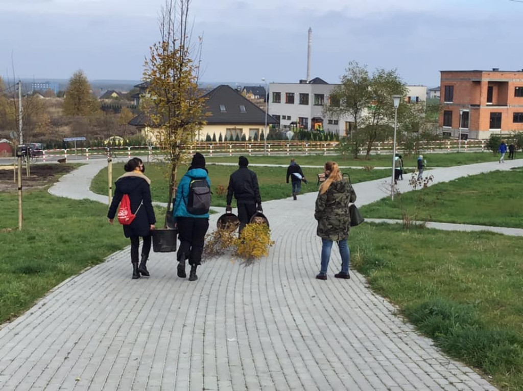 Harcerze sadzili drzewa na skwerze przy ul. Morcinka