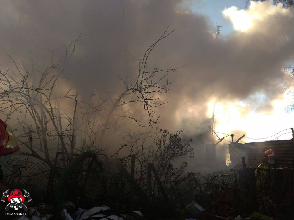 Pożar pomieszczenia gospodarczego w Szałszy