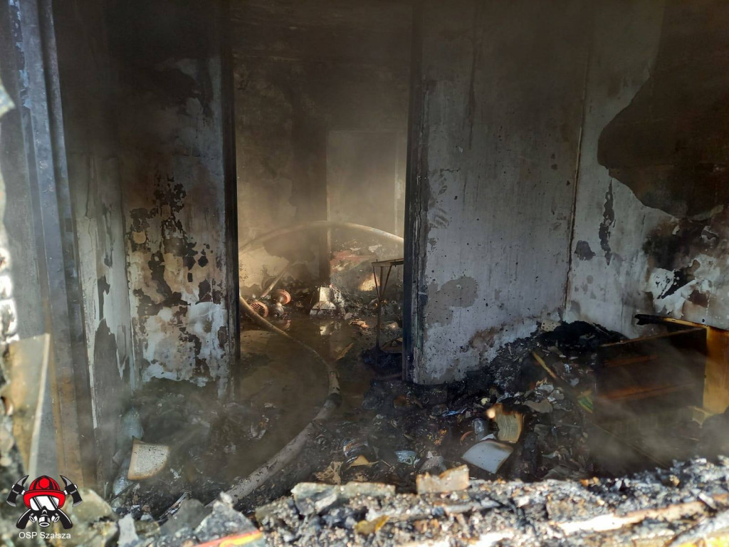 Pożar pomieszczenia gospodarczego w Szałszy