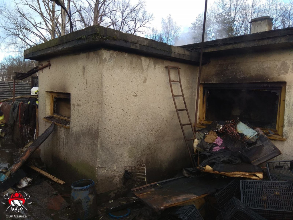 Pożar pomieszczenia gospodarczego w Szałszy