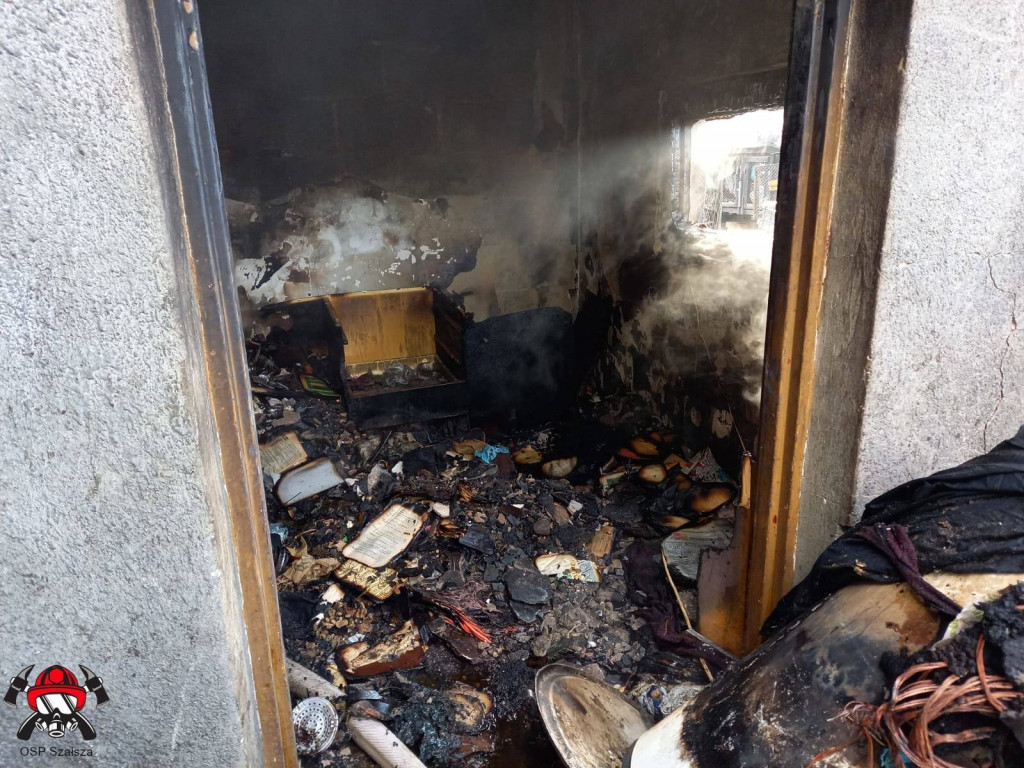 Pożar pomieszczenia gospodarczego w Szałszy