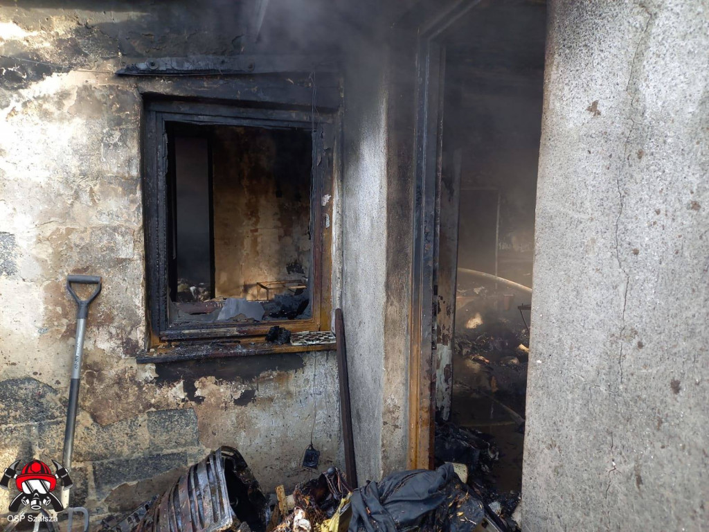 Pożar pomieszczenia gospodarczego w Szałszy