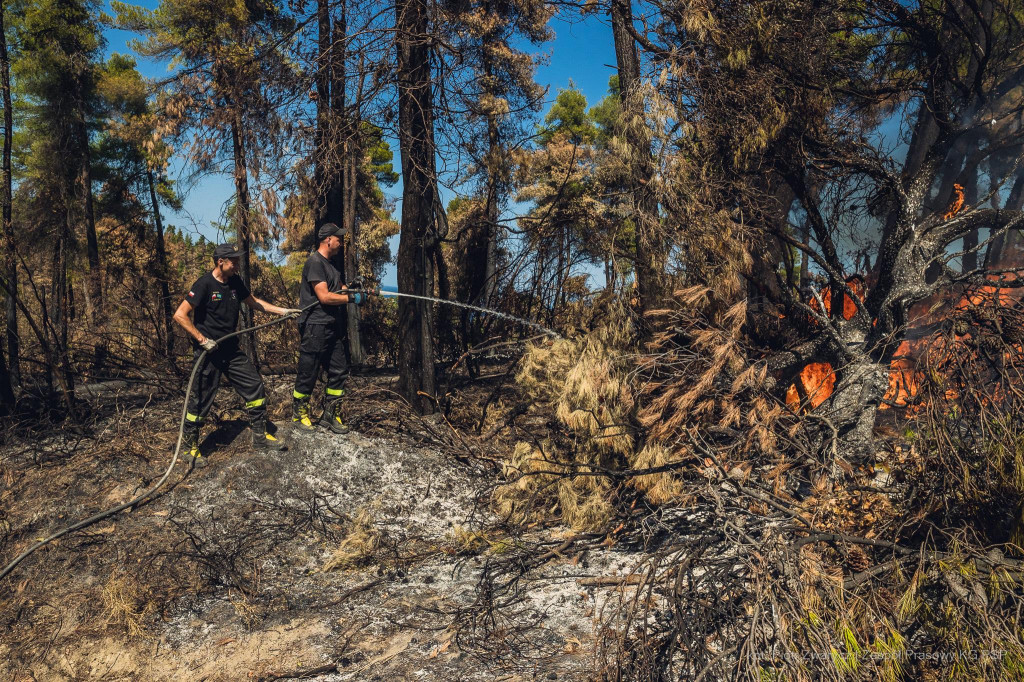Strażacy w Grecji w obiektywie Piotra Zwarycza