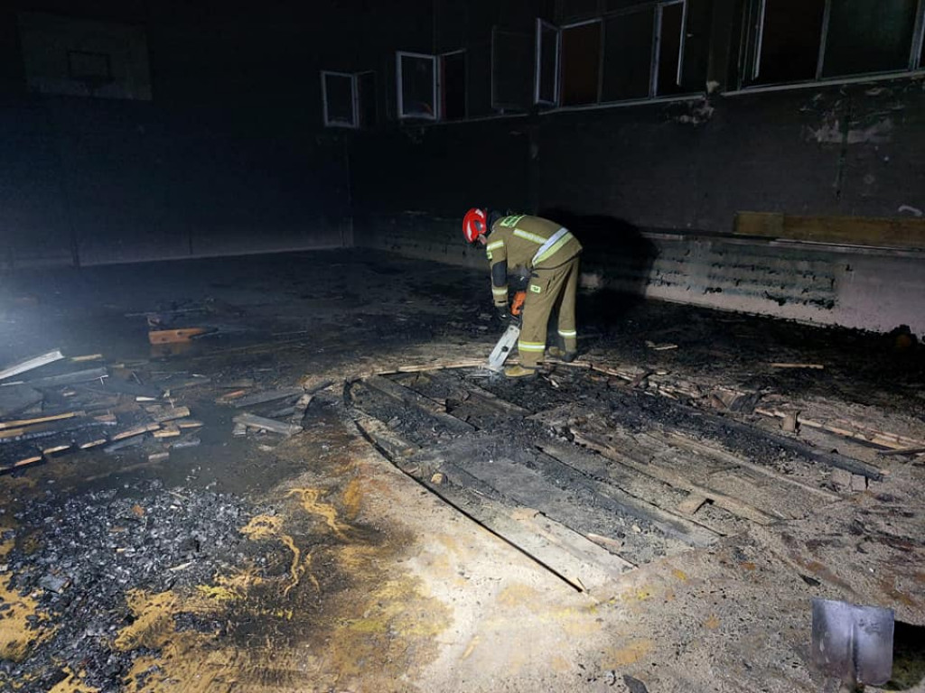 Pożar w szkolnej sali gimnastycznej