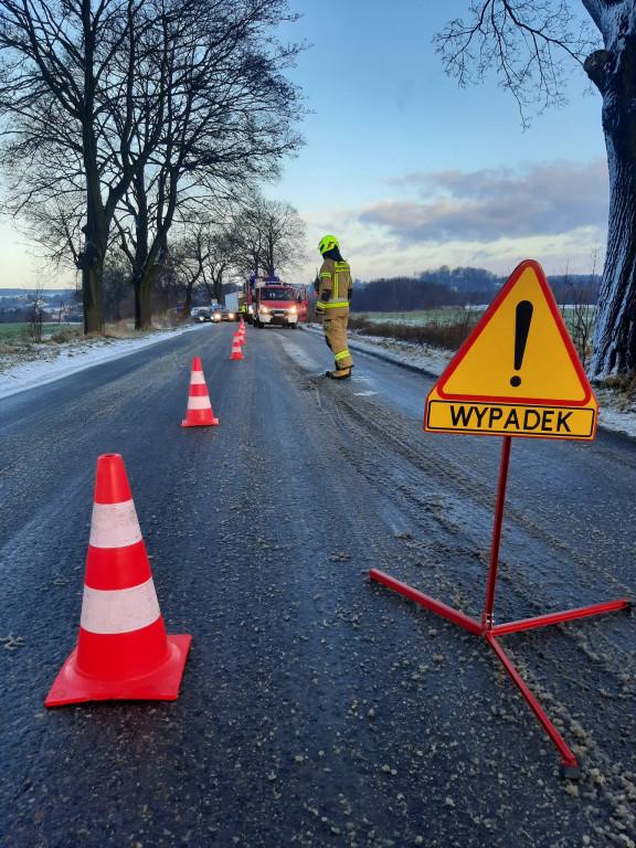 Samochód ciężarowy uderzył w drzewo