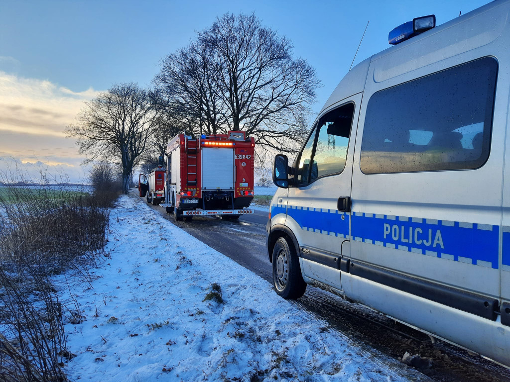Samochód ciężarowy uderzył w drzewo