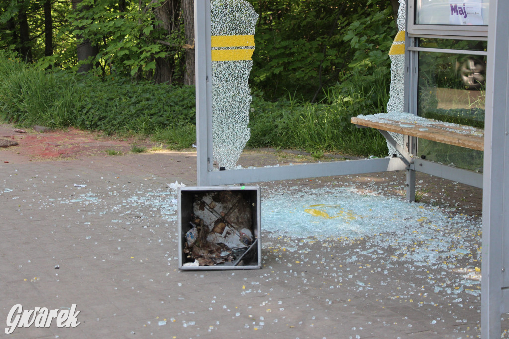 Tarnowskie Góry. Zdemolowane wiaty autobusowe
