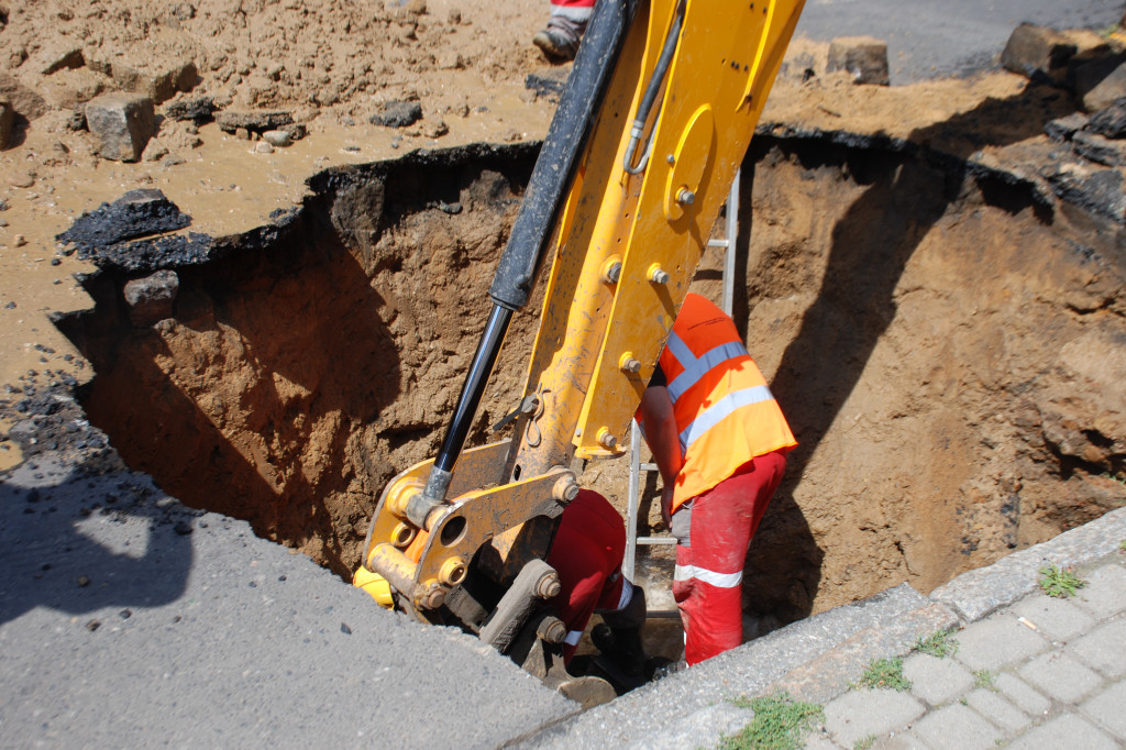 Zapadlisko na ul. Lewka w Tarnowskich Górach