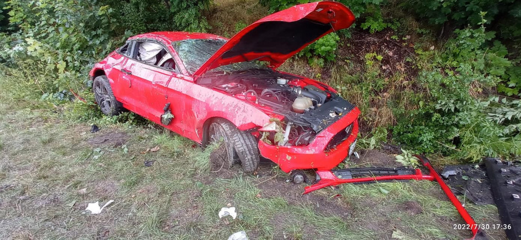 Dachowanie na drodze wojewódzkiej