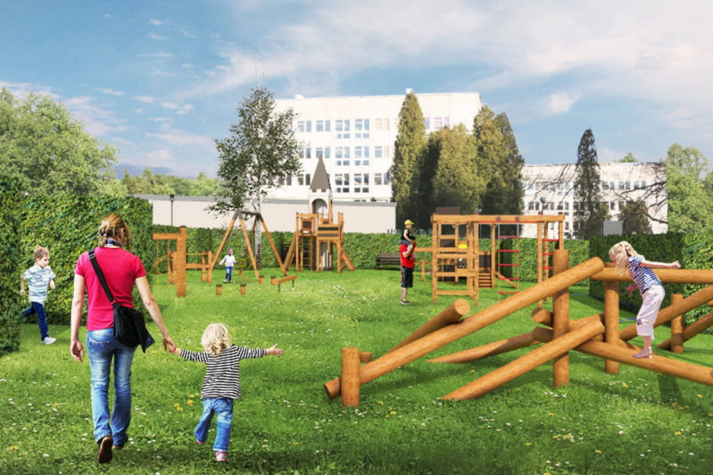 Rodzinny plac zabaw i ogród deszczowy przy GCR