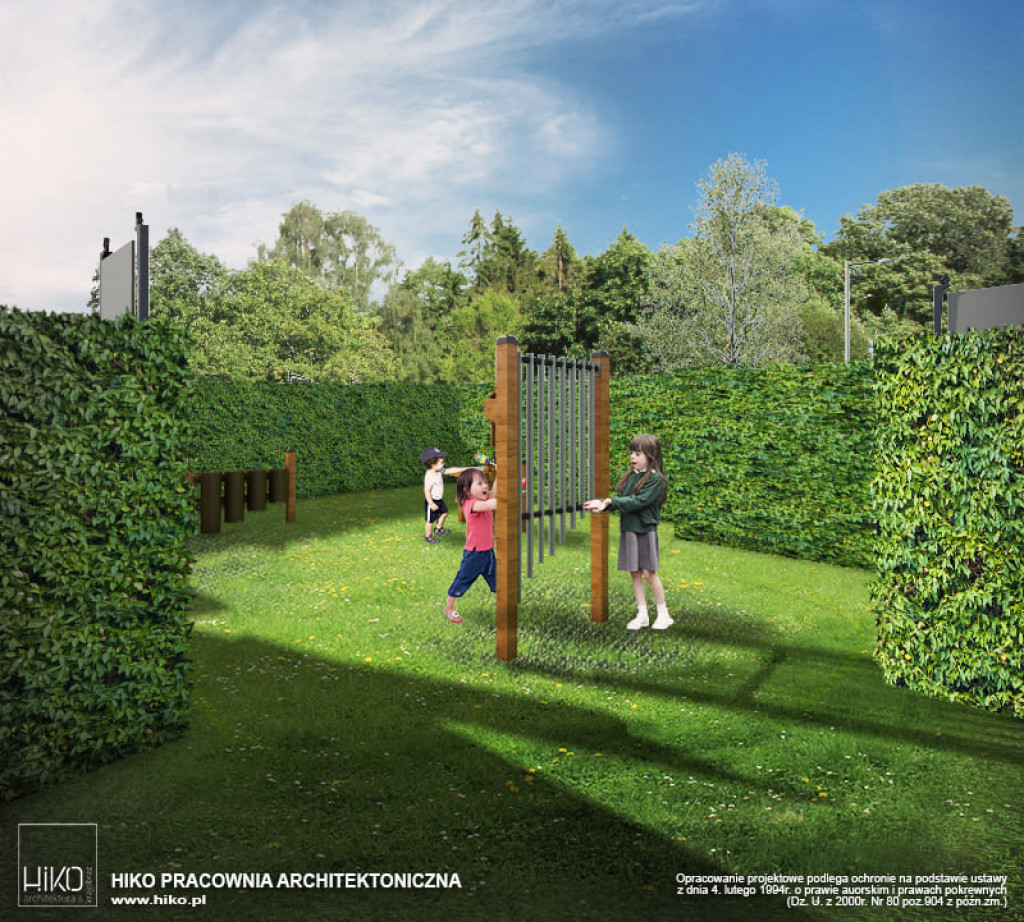 Rodzinny plac zabaw i ogród deszczowy przy GCR