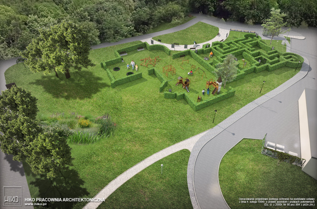 Rodzinny plac zabaw i ogród deszczowy przy GCR