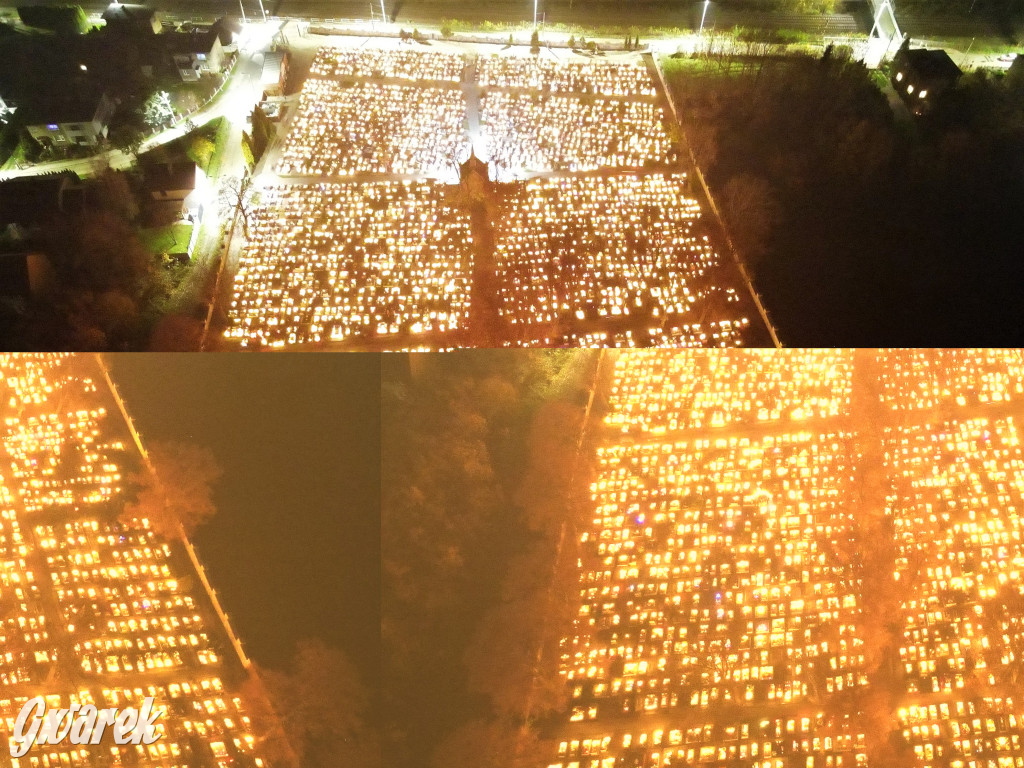 Radzionków. Cmentarz w wieczór Wszystkich Świętych