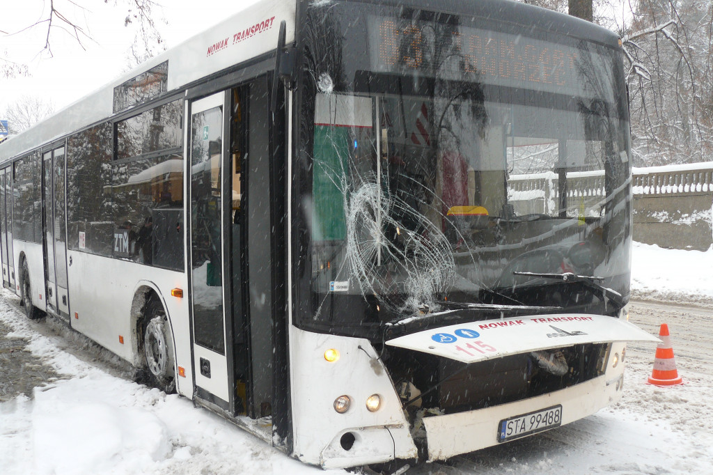Tarnowskie Góry. Autobus wpadł w poślizg