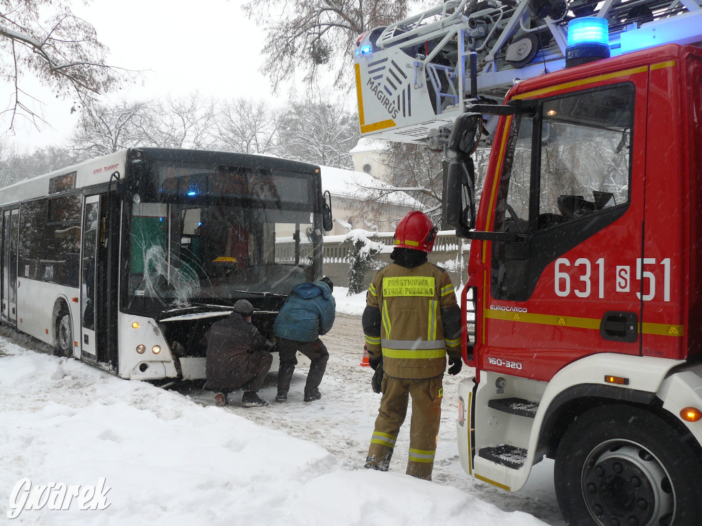 Tarnowskie Góry. Autobus wpadł w poślizg