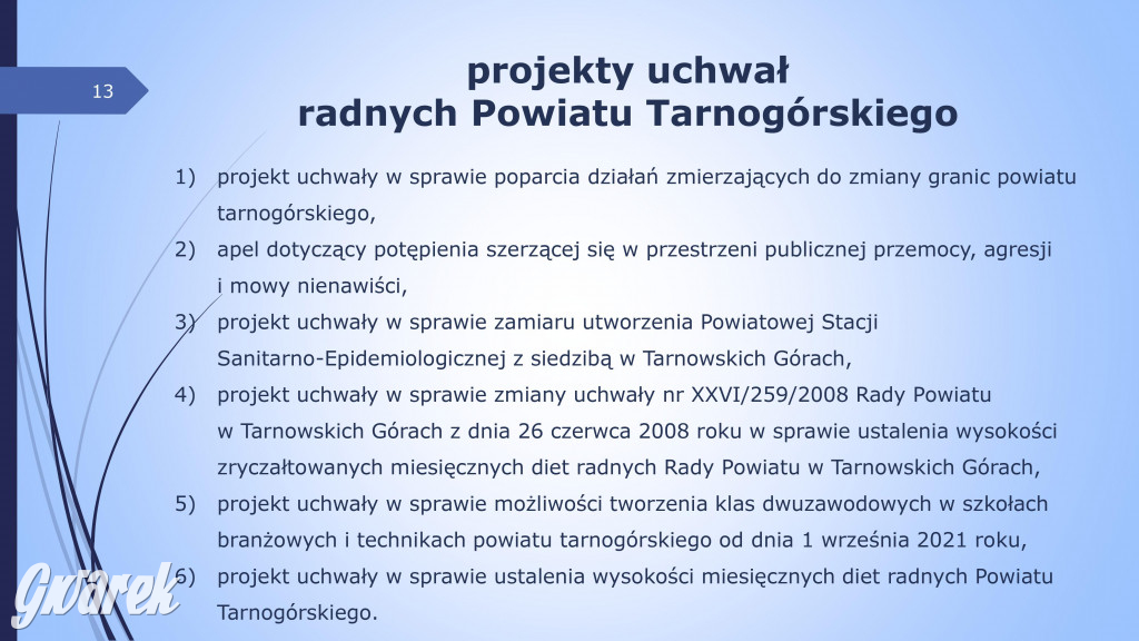 Aktywność radnych powiatowych - prezentacja