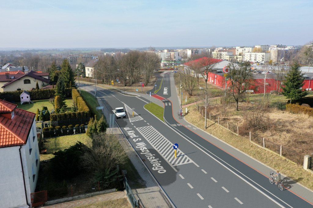 Tarnowskie Góry, ul. Wyszyńskiego z drogą rowerową