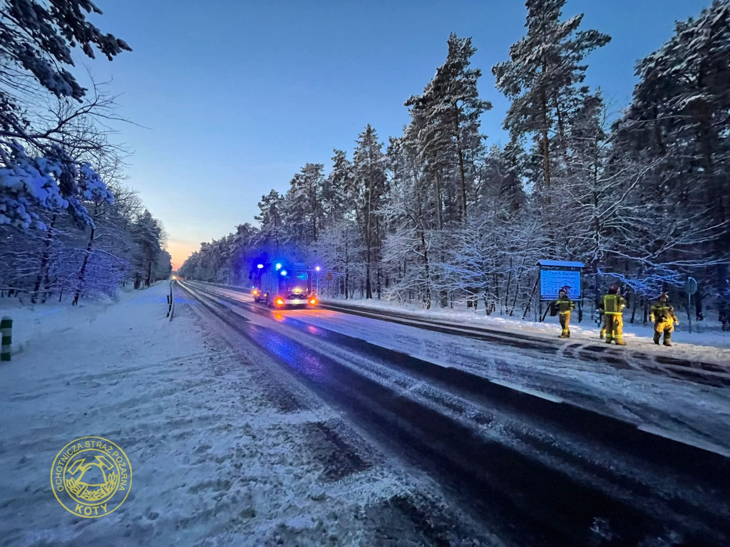 DK 11. Śliska droga, za szybko i auto w rowie