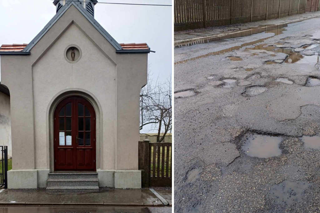 Przez dziury w drodze niszczeje zabytkowa kapliczka