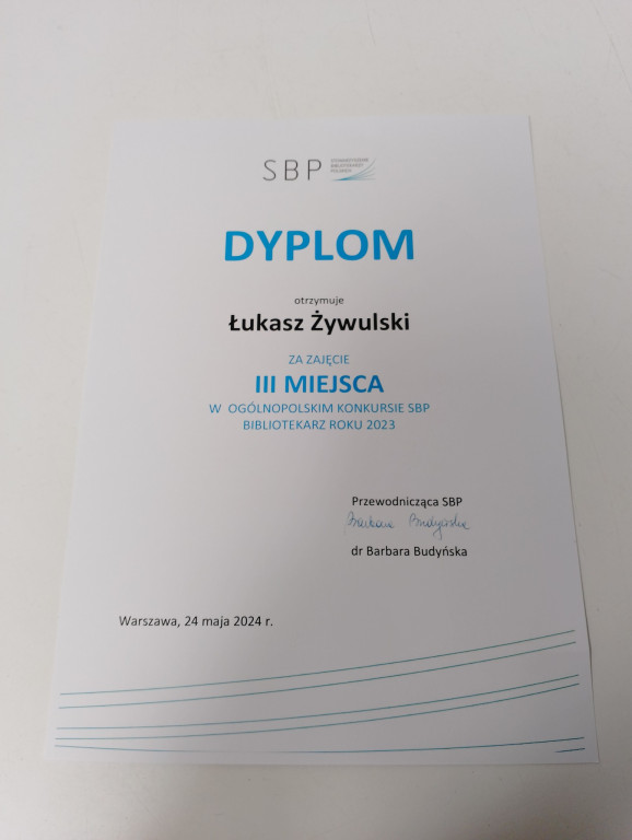 Piekary Śl. Łukasz Żywulski bibliotekarzem roku