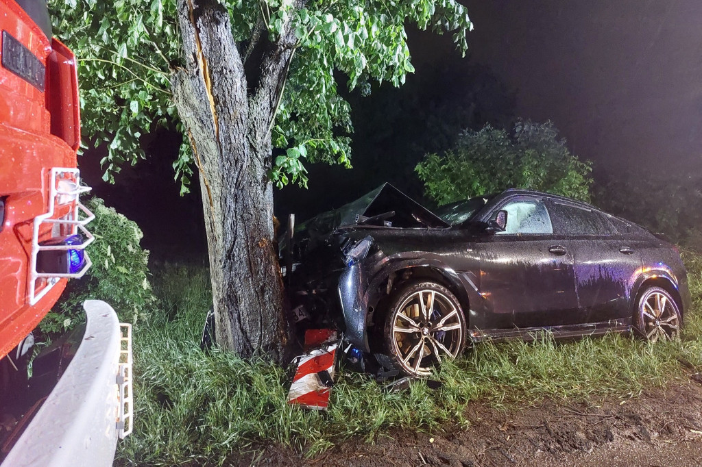 Wjechał bmw w drzewo