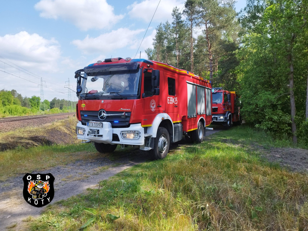 Pożar nasypu kolejowego, w dwóch miejscach