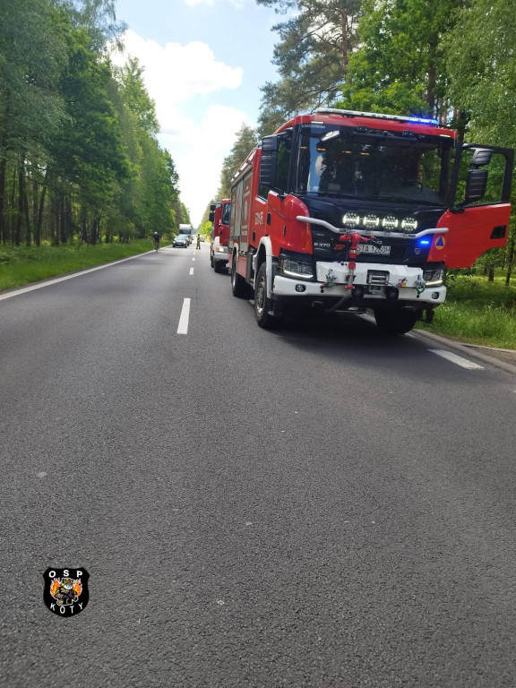 Dwa auta w rowie. Zderzenie na DK11 w Kotach