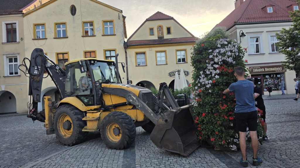 Tarnowskie Góry. Rynek i kwiaty w barwach miasta