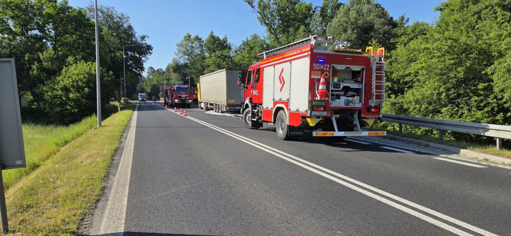 Były utrudnienia na DK 11. Pożar samochodu ciężarowego