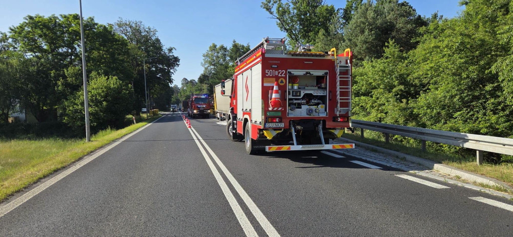 Były utrudnienia na DK 11. Pożar samochodu ciężarowego