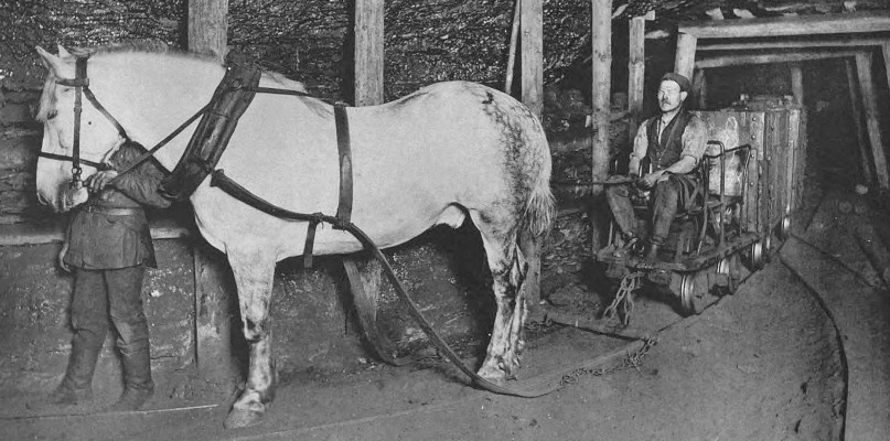 Konna kolej w kopalni. Niemcy 1894.  Fot. Domena publiczna