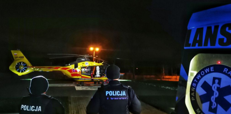Śmigłowcem przetransportowano ranną do Siemianowic Śląskich. Fot. Facebook WSP Tarnowskie Góry