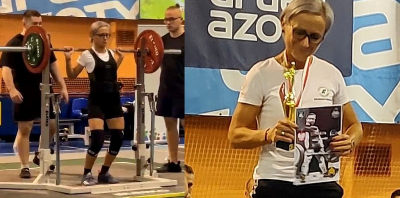 Justyna Grzeszczyk z Tarnowskich Gór fantastycznie zaprezentowała się na Mistrzostwach Polski służb mundurowych w trójboju siłowym klasycznym oraz wyciskaniu klasycznym leżąc. Zdobyła dwa złot medale. Fot. Archiwum Justyny Grzeszczyk