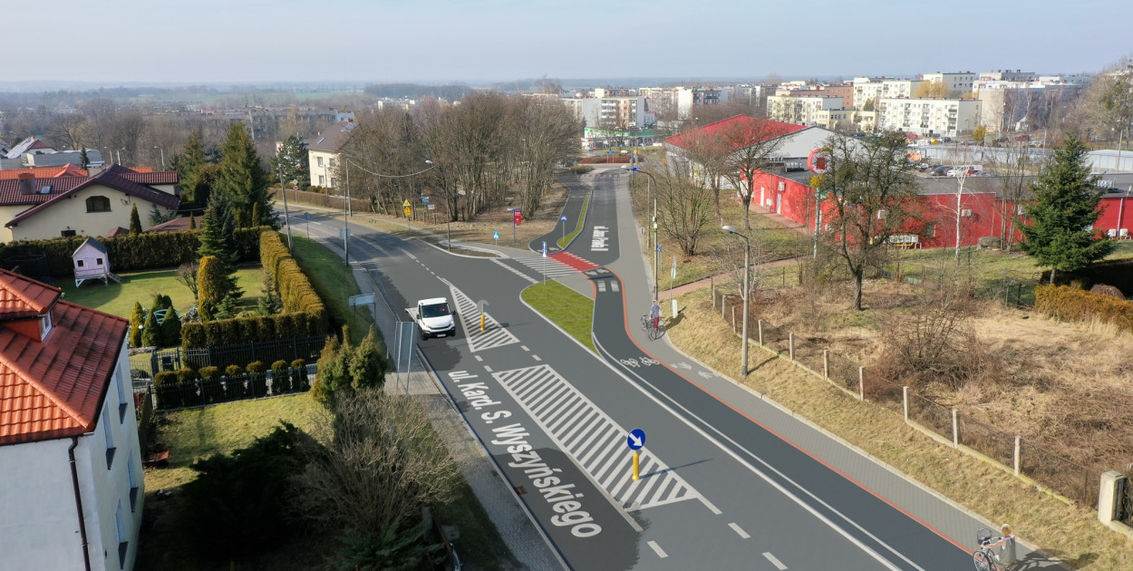 Tarnowskie Góry. Tak ma wygląć ul. Wyszyńskiego z drogą rowerową. Co sądzicie? Fot. UM Tarnowskie Góry