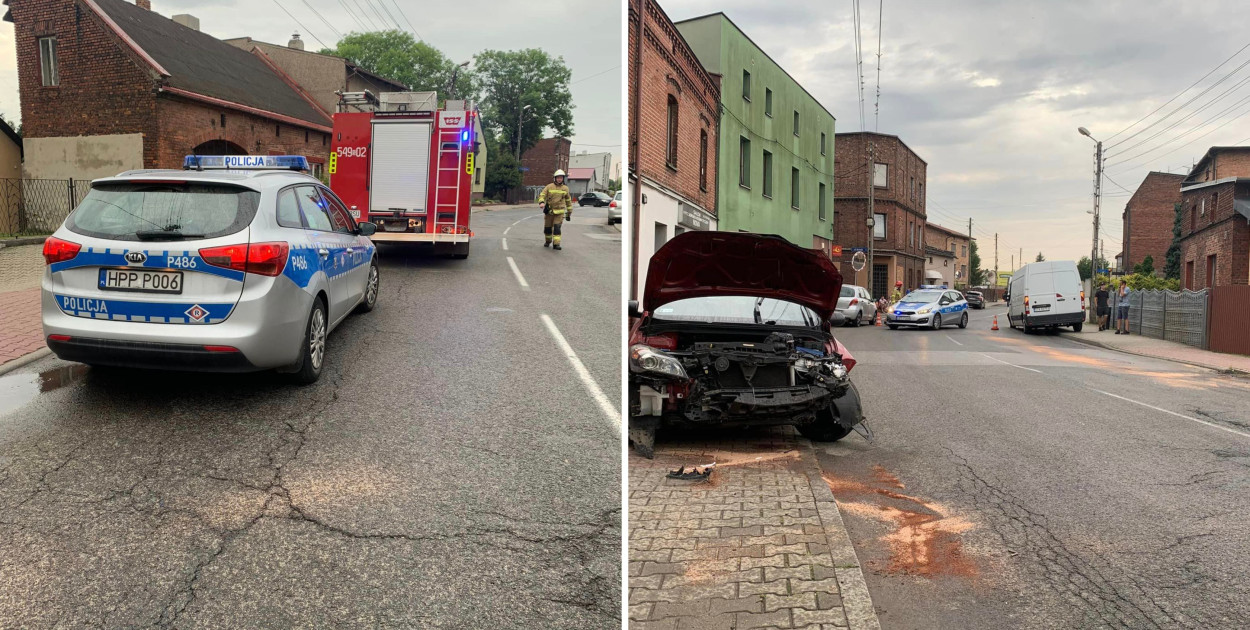Zderzenie samochodów na ul. Przyjaźni. Fot. Archiwum OSP Dąbrówka Wlk. 
