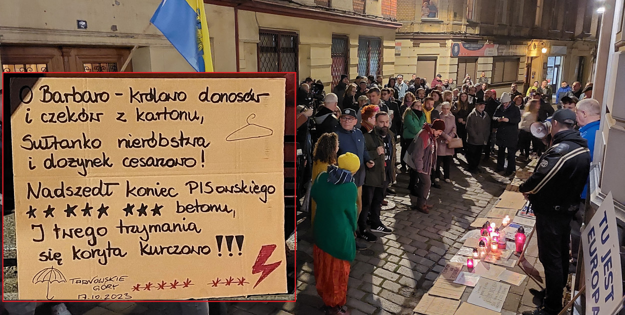 Tarnowskie Góry. Pożegnanie Barbary Dziuk pod Biurem Poselskim. Fot. Jarosław Myśliwski