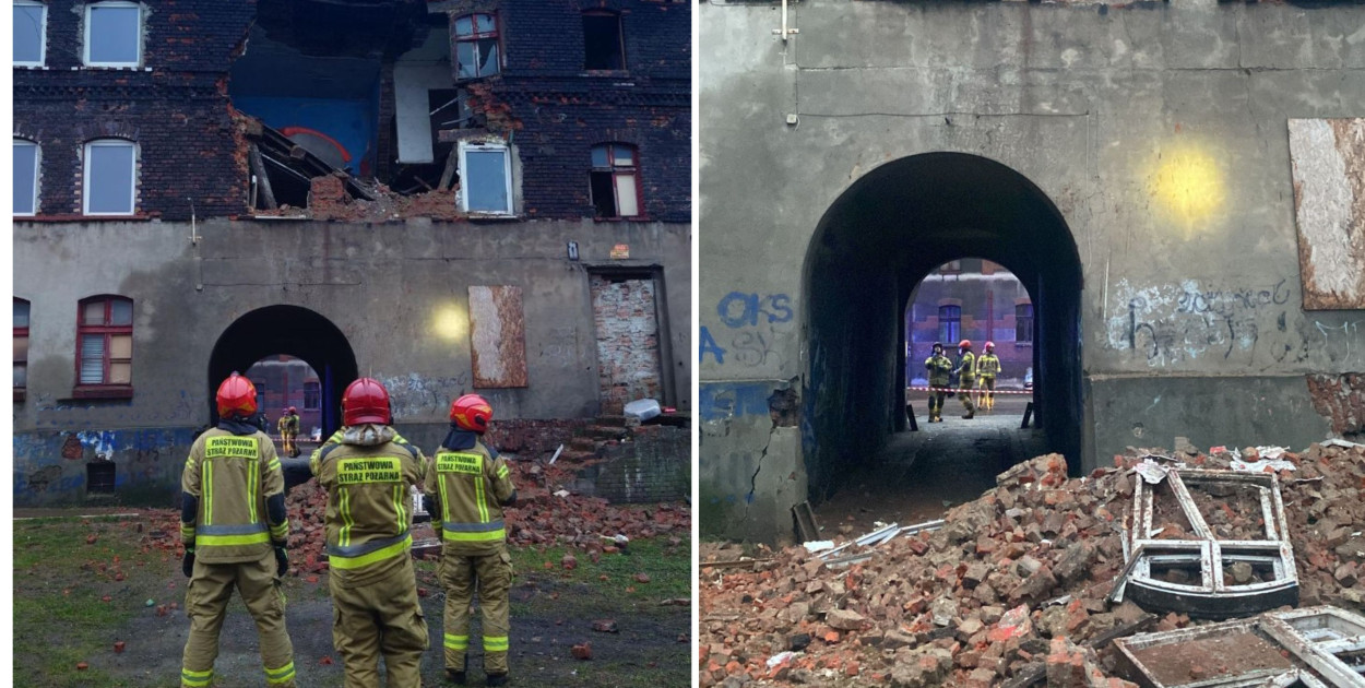 Zawalona kamienica w Bytomiu. Fot. Archiwum Śląskiej Policji/KM PSP w Bytomiu