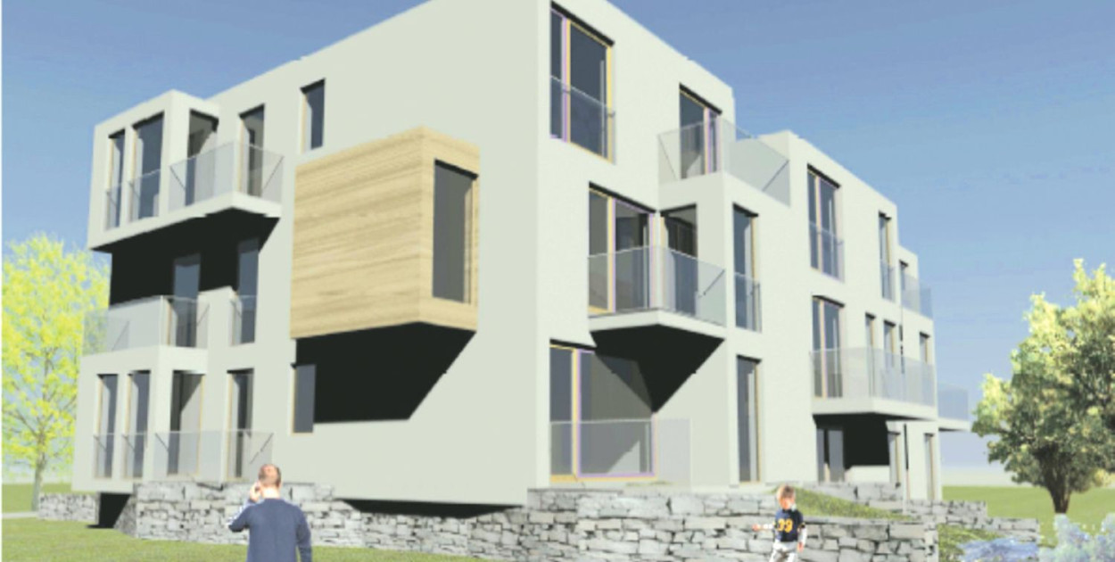 Wizualizacja bloku przy ul. Białego, sprzed wielu lat, zanim uaktualniono projekt . Fot. Archiwum