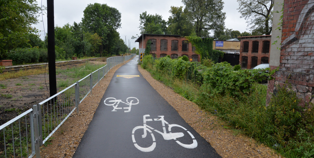Ścieżka rowerowa wzdłuż torów wąskotorówki. Fot. Alicja Jurasz