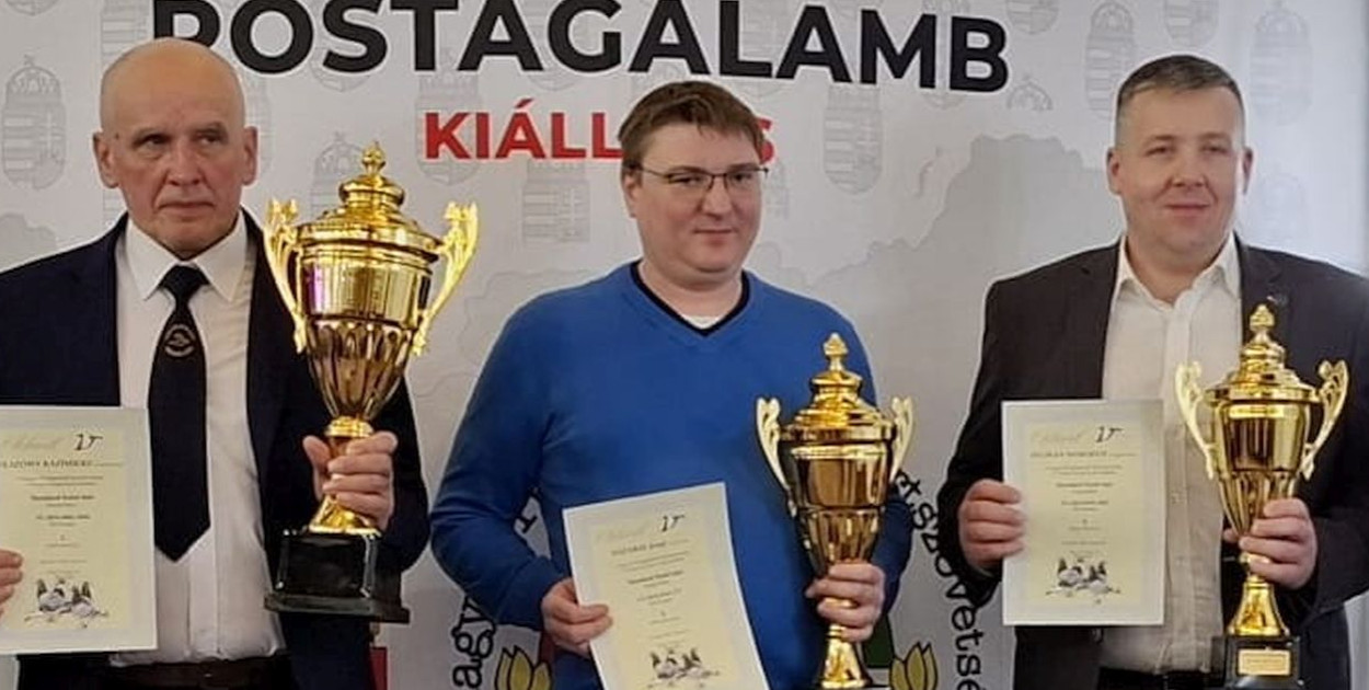 Wojciech Pelikan (pierwszy z prawej) zajmuje się hodowlą gołębi od 2014 roku, a zdobyty na Węgrzech brązowy medal to jego największe dotychczasowe osiągnięcie . Fot. Archiwum W. Pelikana