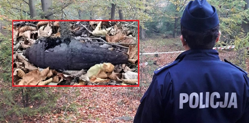 Tarnowskie Góry. Pomiędzy Strzybnicą a Hanuskiem znaleziono niewybuch. Fot. Policja