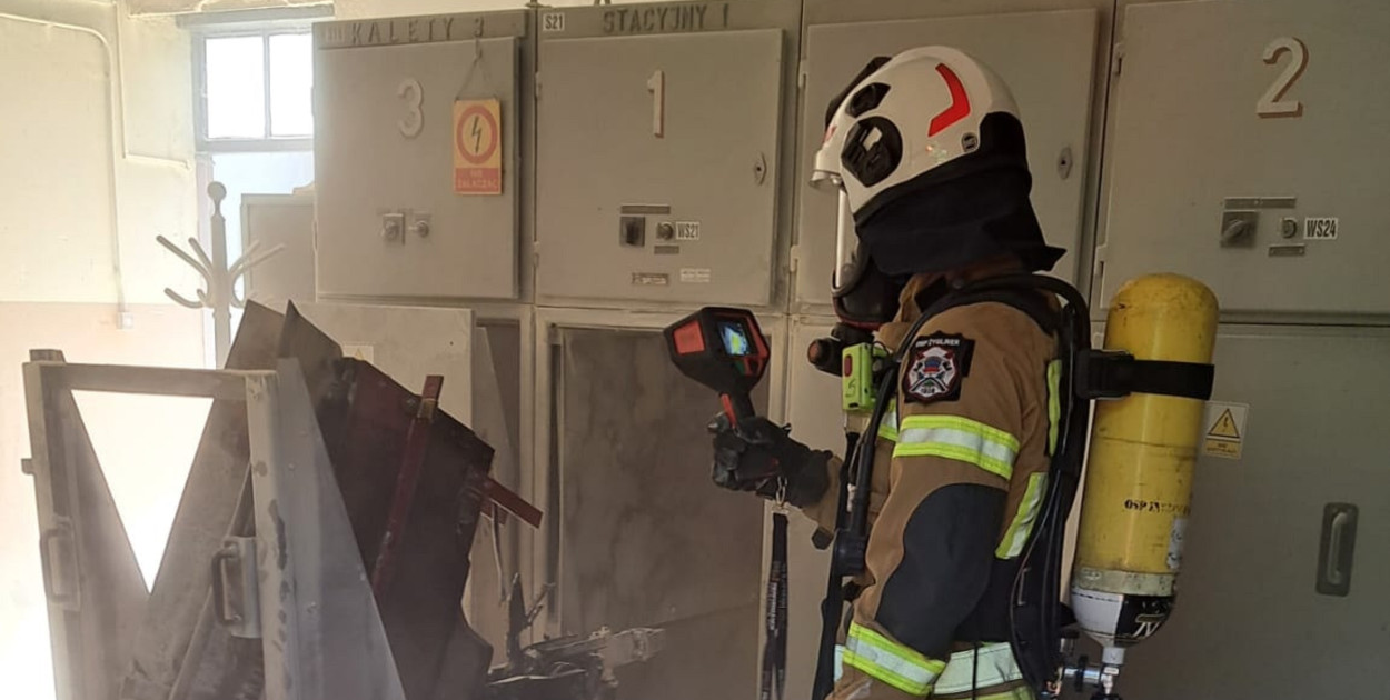 Pożar rozdzielni prądu w Miasteczku Śląskim. Fot. Archiwum OSP Żyglinek