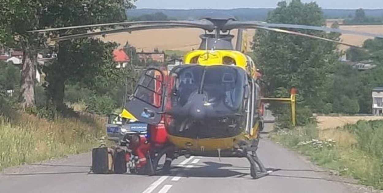 Na miejsce wezwano lotnicze pogotowie. Niestety, poszkodowany zmarł. Fot. policja Lubliniec