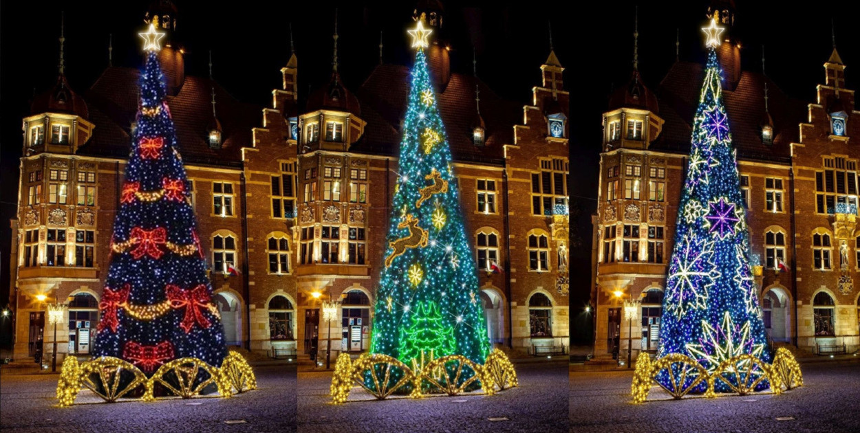 Tarnogórzanie postawili na kokardy - głosowanie wygrała choinka po lewej. Fot. Archiwum UM w Tarnowskich Górach 