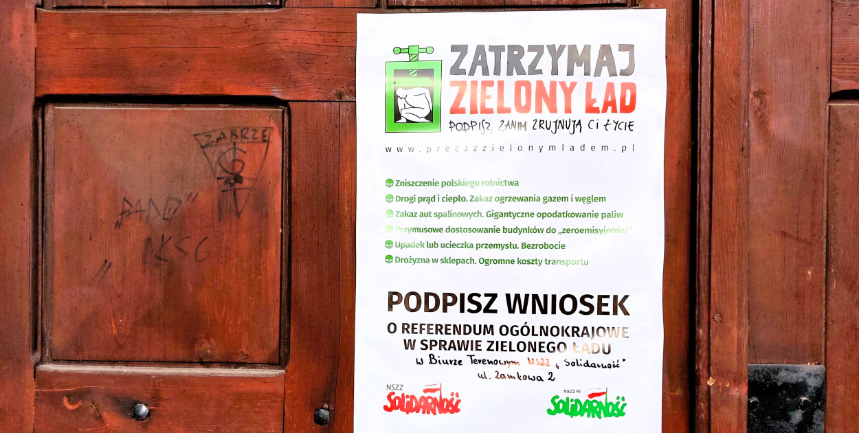 Precz z Zielonym Ładem. Solidarność w Tarnowskich Górach zbiera podpisy. Fot. Jarosław Myśliwski